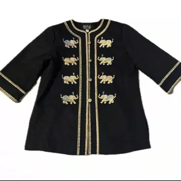 Bob Mackie Wearable Art Black Elephant Jacket Size XL Women's NWT Maximalist - Picture 4 of 11